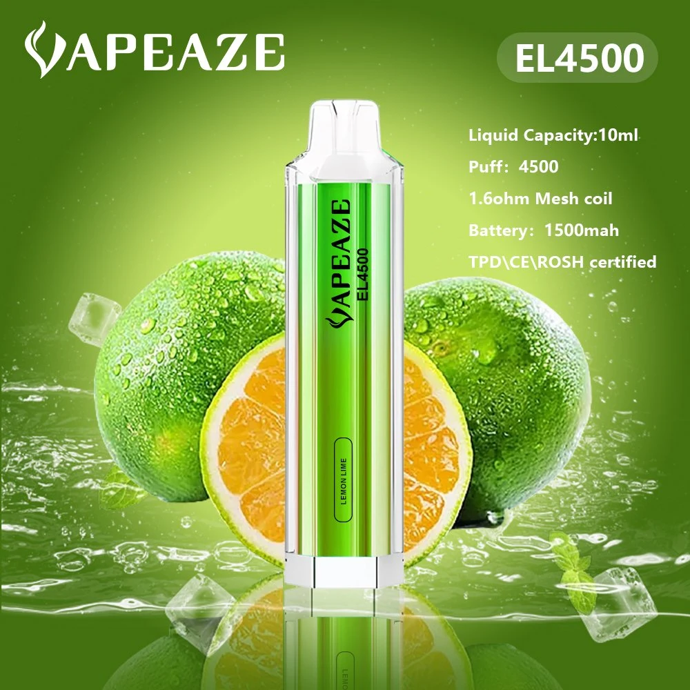 Nuevo Modelo de llegada Venta caliente Crystal VAPE Bar 4500 Puffs Vaporizador seleccionable NIC