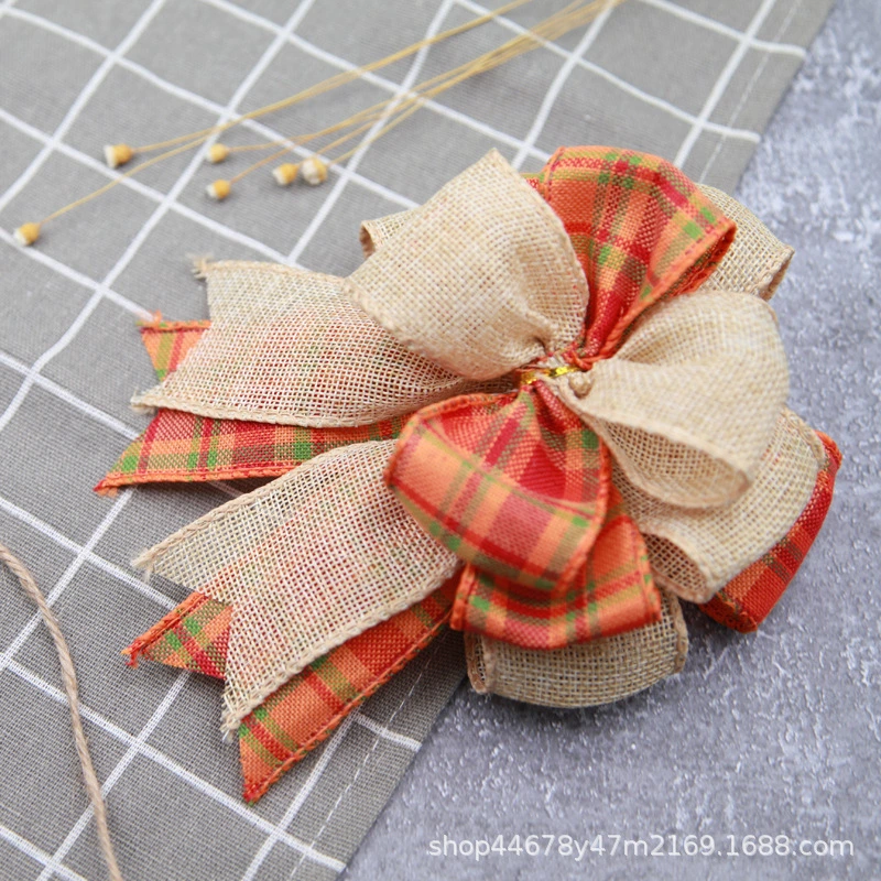 Christmas Buffalo Plaid Bow Flax Checkered Ribbon Bow