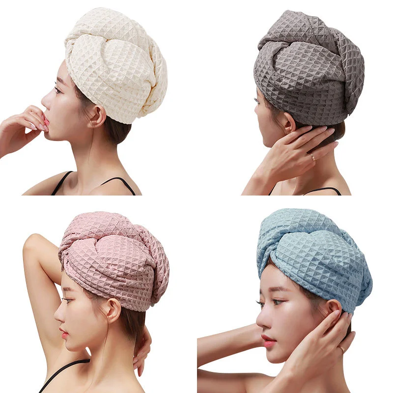 Big Waffle Grid High Quality Adjustable Rapid Hair Drying Cap for Shower Fast Dry Hair Towel Hair Wrap