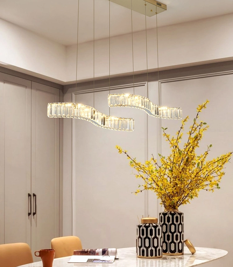 Nordic Lighting Luxury LED Crystal Restaurant Pendant Light Living Room ضوء تزييني