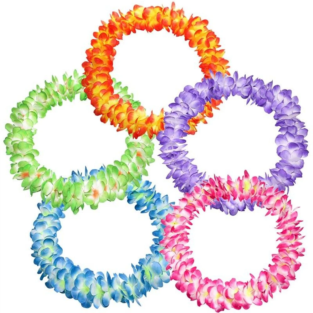 Flower Multi-Colored Tropical Hula Beach Holiday Necklace Wreath Garland Party Supply