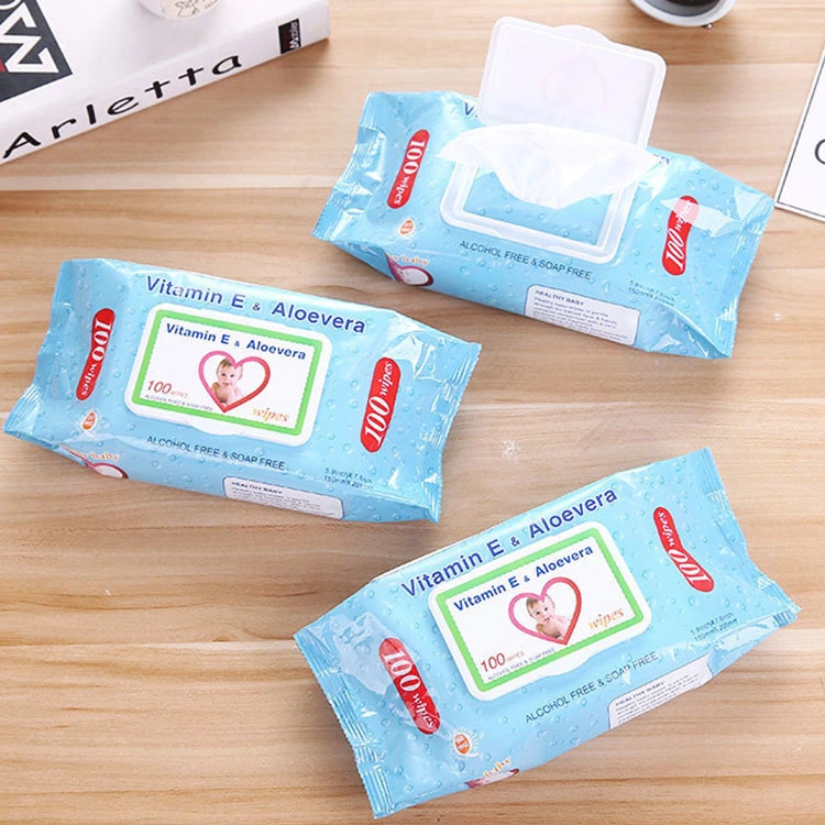 Biokleen OEM 80 Counts Chamomile Natural Organic Biodegradable Sensitive Water Based Baby Soft Pack Baby Wipes Wet Tissue