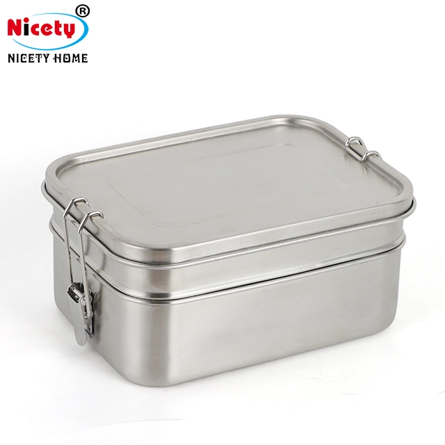 Reusable Camping Sealed Double Layer OEM ODM Logo Customizable Food Packing Container Stainless Steel Bento Box Lunch Box