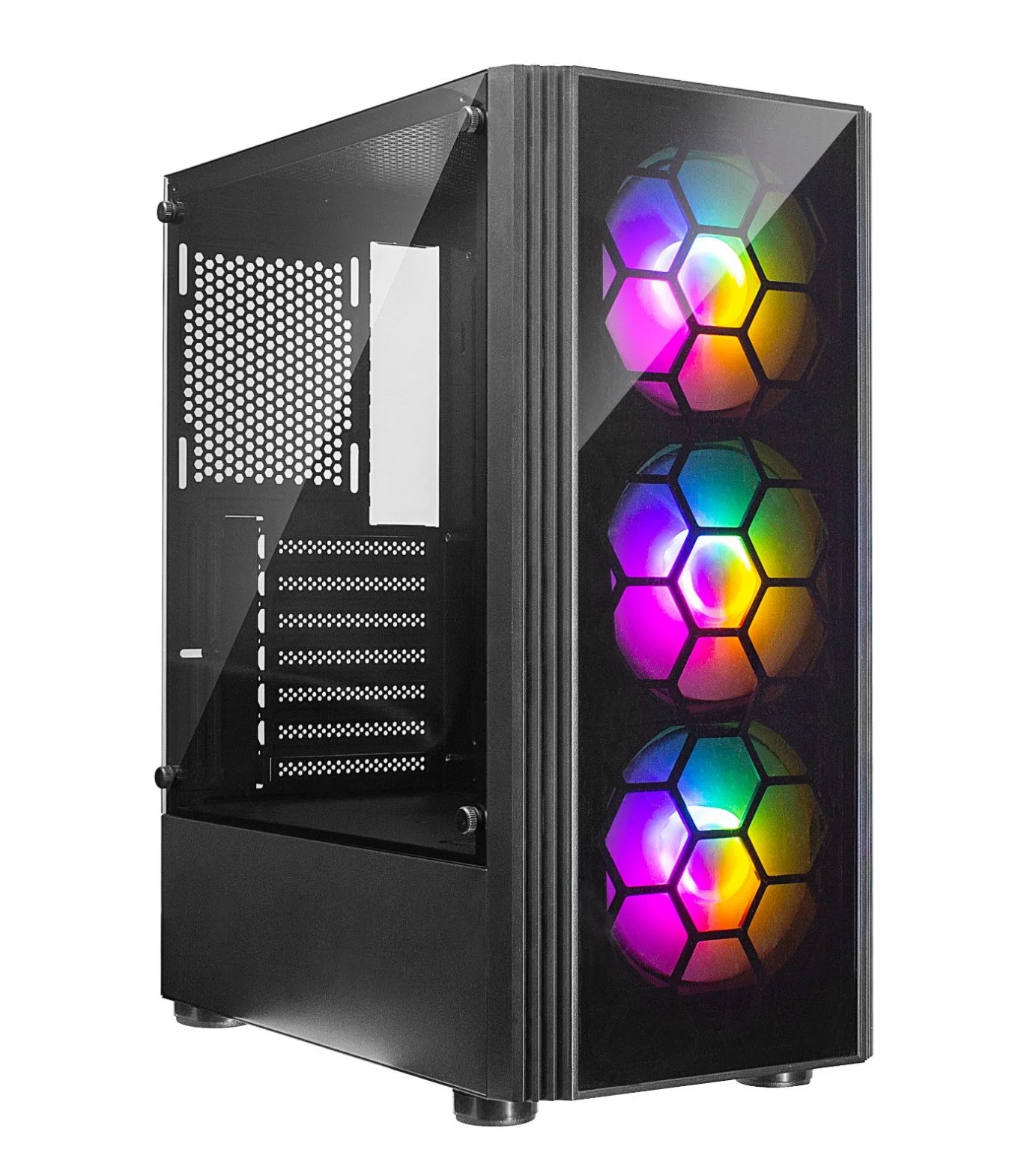 2022 Neu entworfener ATX gehärtetes Glas RGB Gaming Computer PC Fall