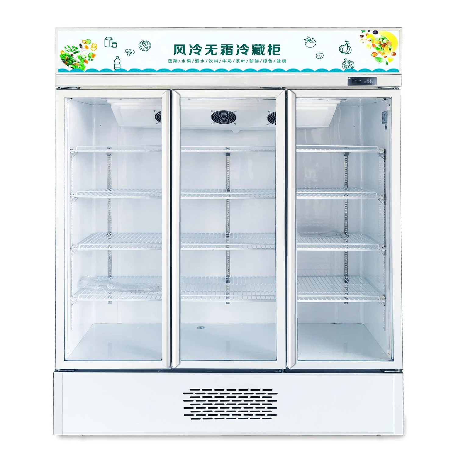 Supermarket and Restaurant Kitchen Use Commercial Vegetable Fresh and Drink Refrigeration Air-Cooling Show Case 820L LC-980W