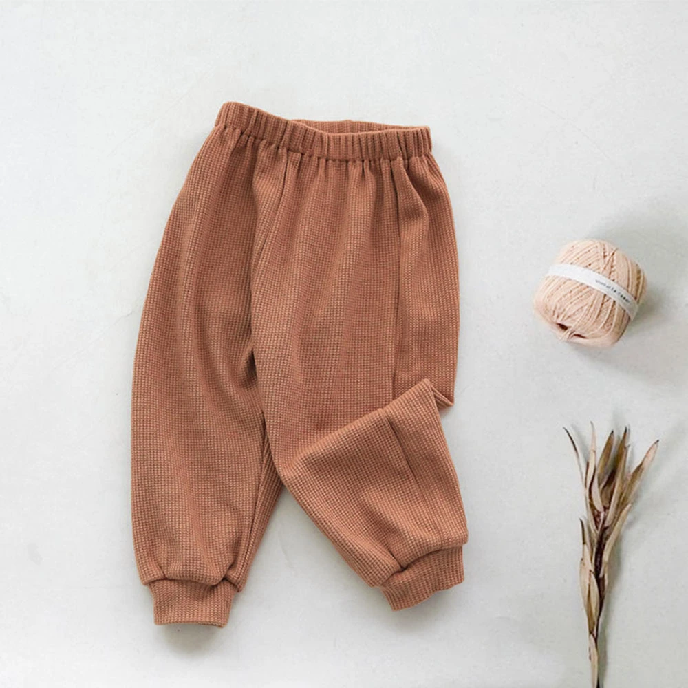 Waffle Cotton Brown Cream Color Baby Pants Kids Wear