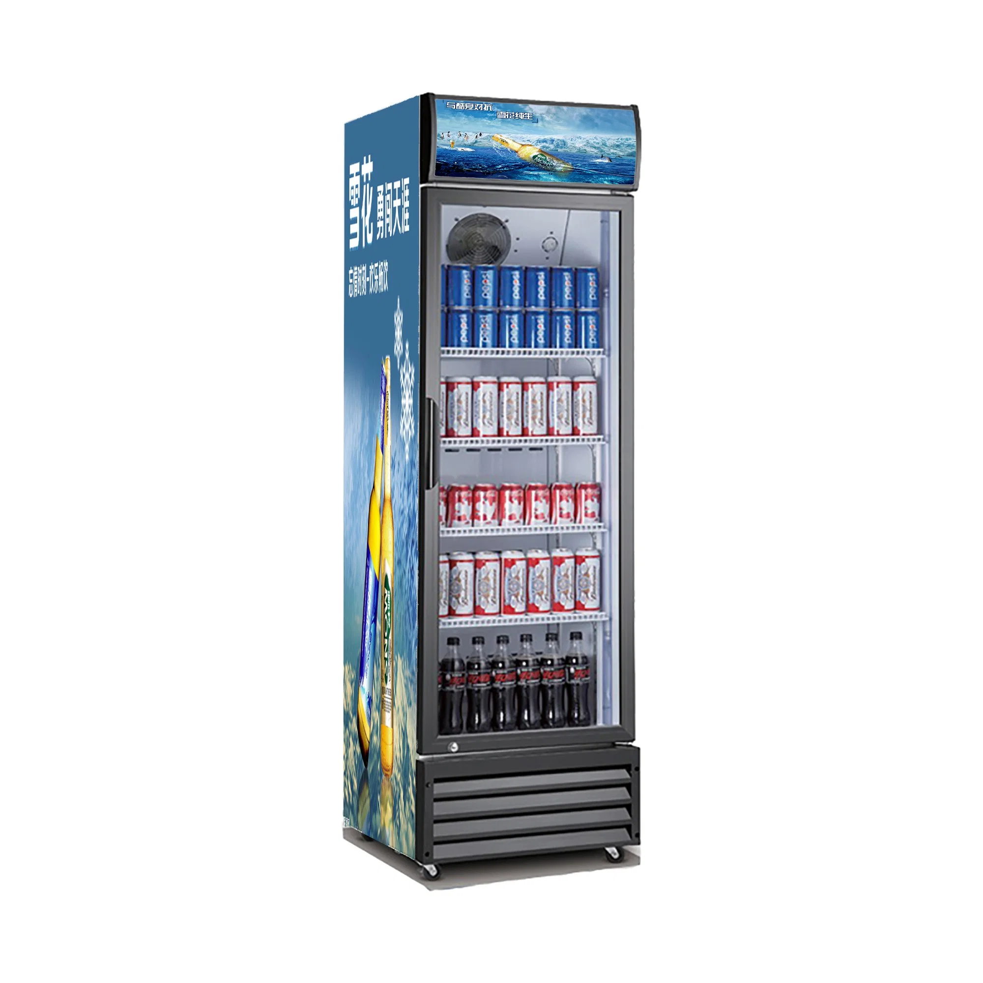 No Frost Beverage Soft Drink Upright Freezer Beer Refrigerator Showcase Vertical Double Door Display Fridge