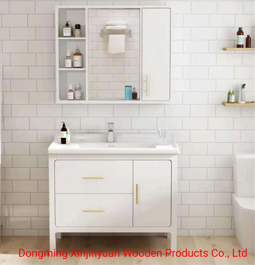 Neue Maßgeschneiderte Moderne Badezimmer Eitelkeit Beliebte Blaue Badezimmer Schrank-Set Mit Aufbewahrungsspiegel mit Metallbeinen
