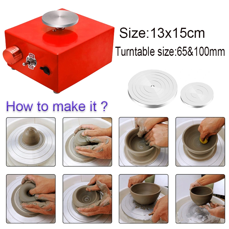 12V Mini máquina de formación de rueda de cerámica eléctrica herramienta de arcilla DIY Con bandeja para trabajos de cerámica Cerámica Arte de arcilla Artesanía