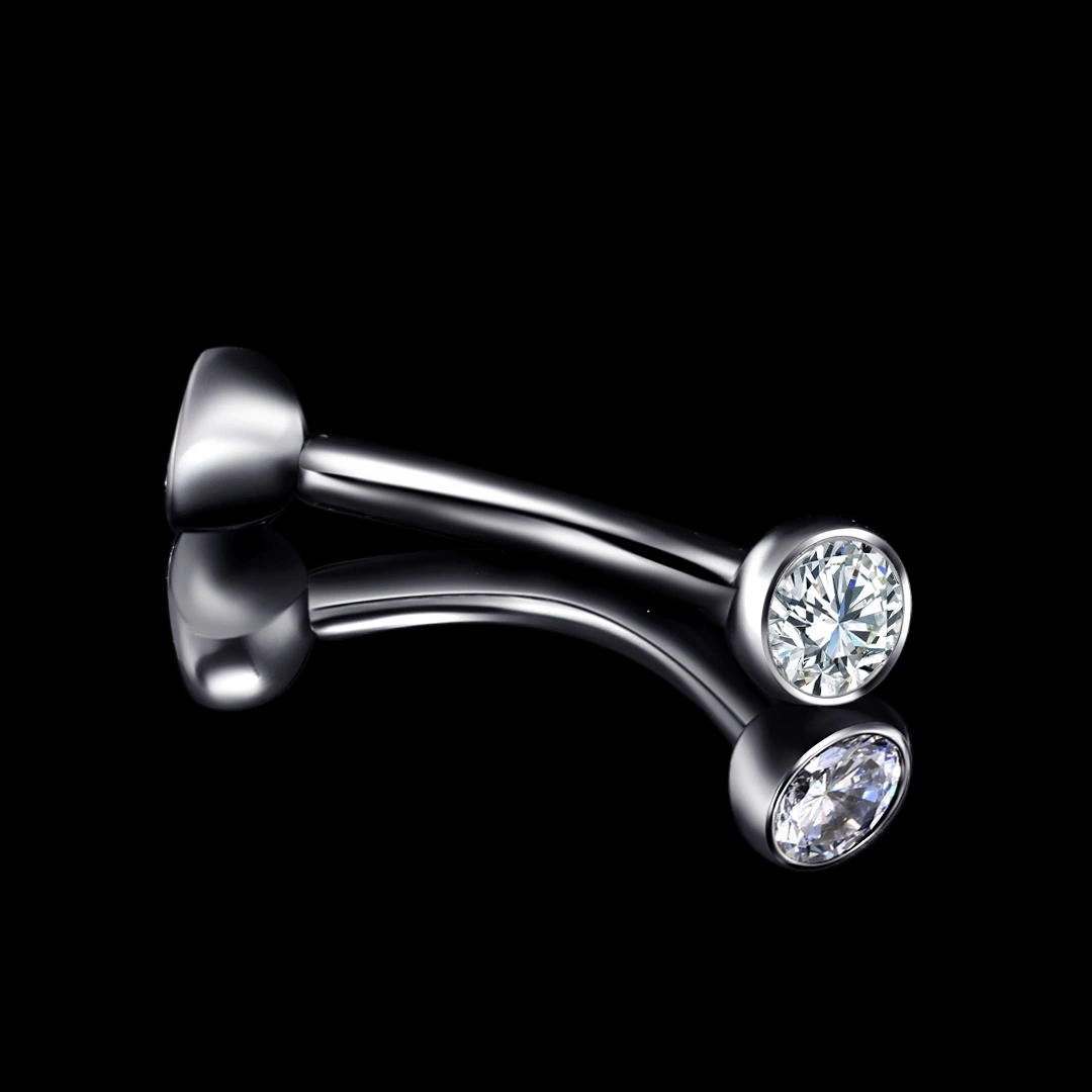 Eternal Metal G23 Titanium Threadless CZ Stones Eyebrow Ring Fashion Body Piercing Jewelry