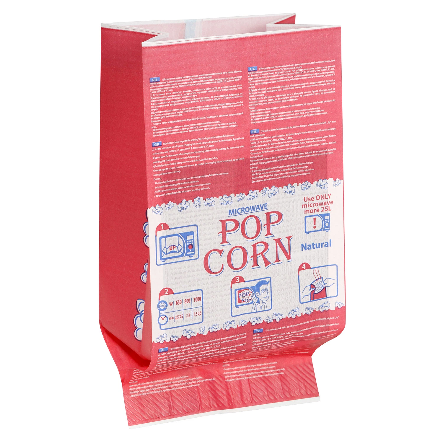 Logo Paper Bags Food Grade Packaging Greaseproof Paper with Reflective Film Biodegradable Microwave Popcorn Bag