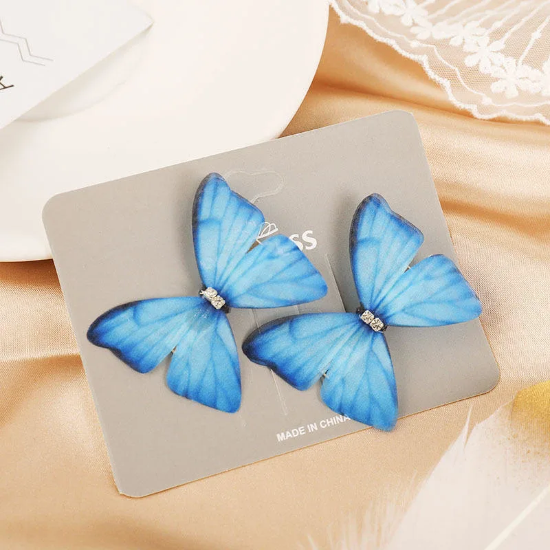 Wholesale/Supplier Baby Girl Double Solid Gauze Butterfly Hairpin Hair Accessories Duckbill Clip 2PCS/Set Cute Hair Clips