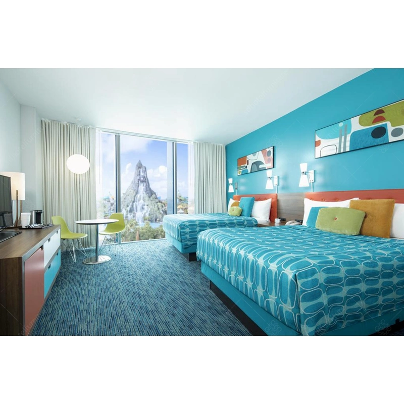 Hotel Bedroom Furniture Deisgn with Blue American Style Furniture