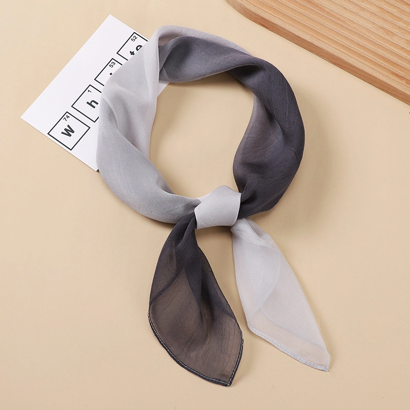 New Style Fashion Women Monochrome Square Silk 70*70cm Decorative Twill Print Soft Chiffon Satin Hairband Polyester Lady Scarf