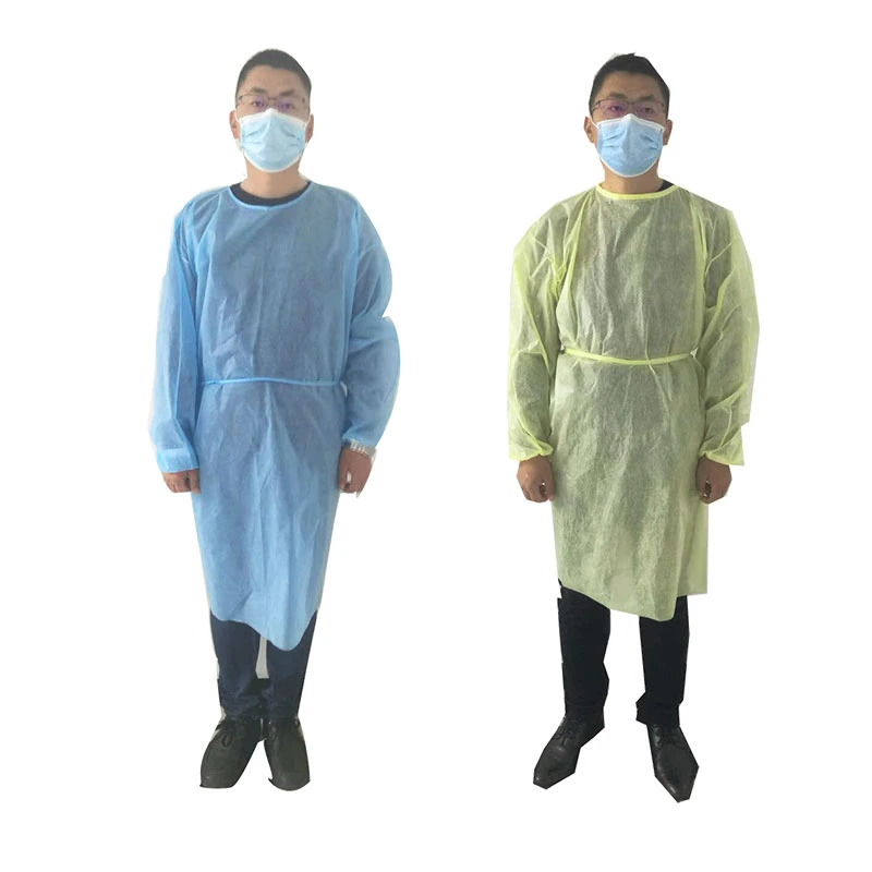 White Disposable Isolation Gown Blue Yellow Colors Can Be Customized CE FDA