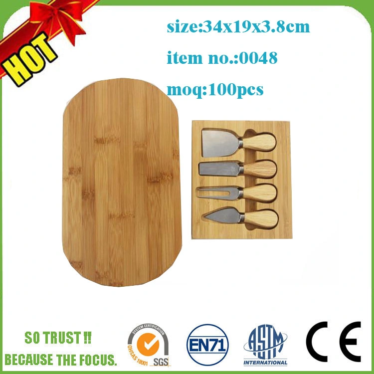 Cutlery Knife Set with Slide-out Drawer Bamboo Cheese Serving Tray Board Set