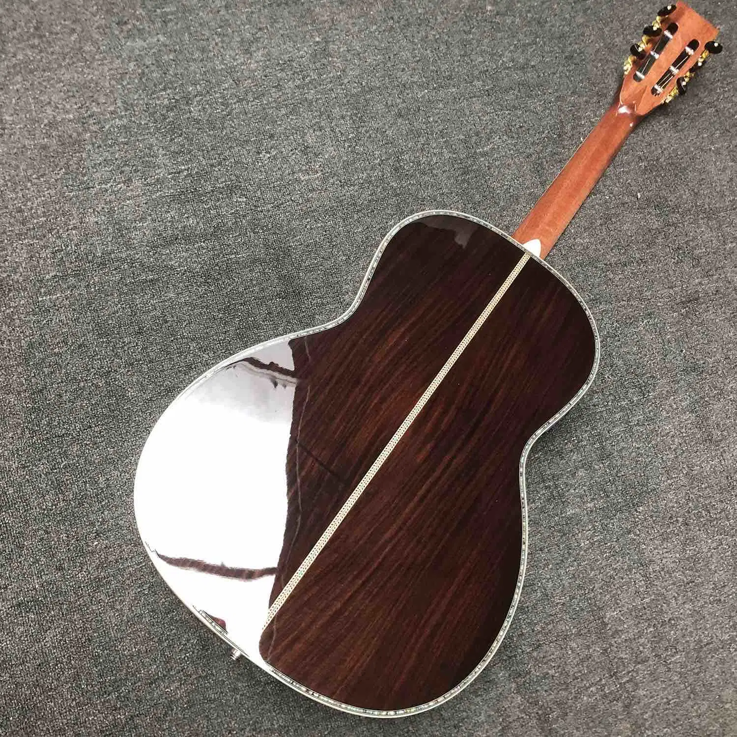 مخصص 39 بوصة OOO 45AA AAAAA كل الخشب الصلب Acoustic جيتار مع 301 Ebony Ebony Fingerboard Slotted Headstock in اللون الأحمر