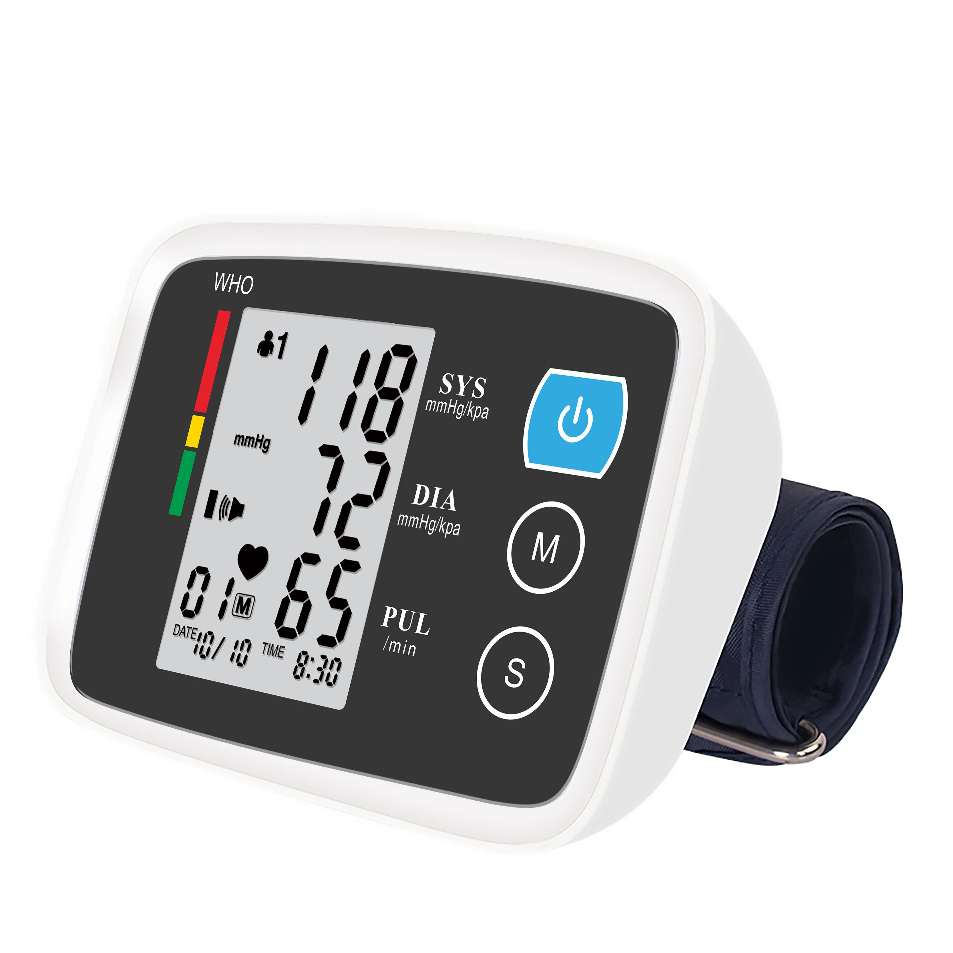 Medidor de Cronômetro Digital de monitorização da pressão arterial do ritmo cardíaco no pulso automático Monitor de pressão arterial Smart Watch com ecrã LCD