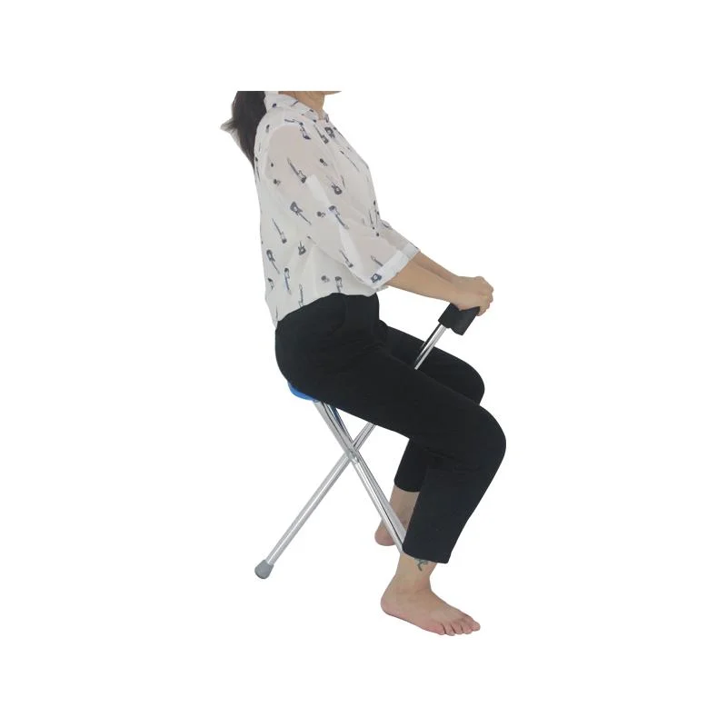 Foldable Three Legged Walking Stick with Chair Cane Medical for Disabled