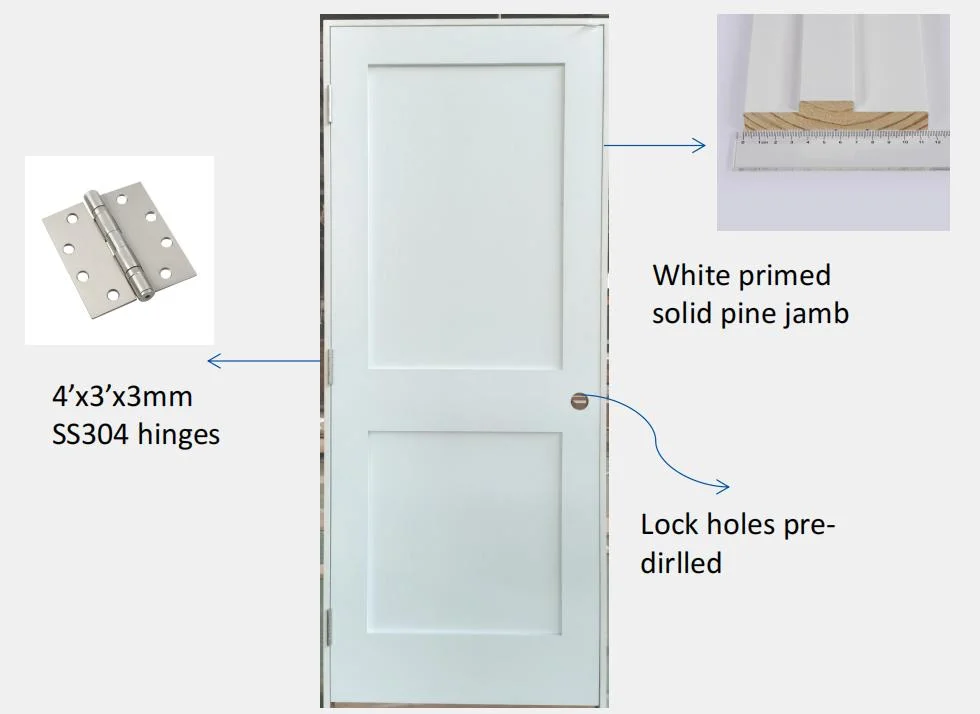 Precio de fábrica Blanco primer MDF 1 Panel Interior dormitorio de madera Puerta del agitador