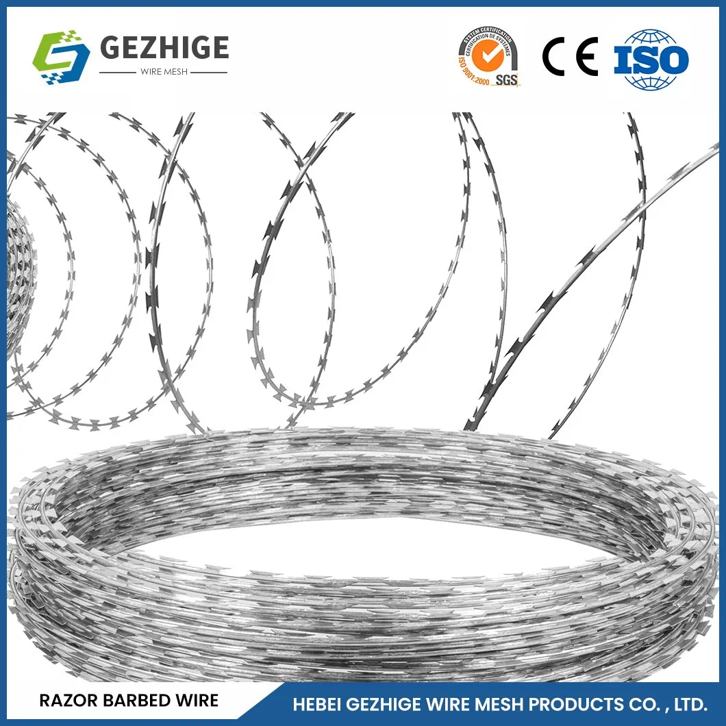 Gezhige doble torsión navaja caliente de fábrica de alambre de púas de acero inoxidable Galvanizado Alambre de púas de afeitar China 12-1/2X12-1/2 Bwg Galvanizado Alambre de púas