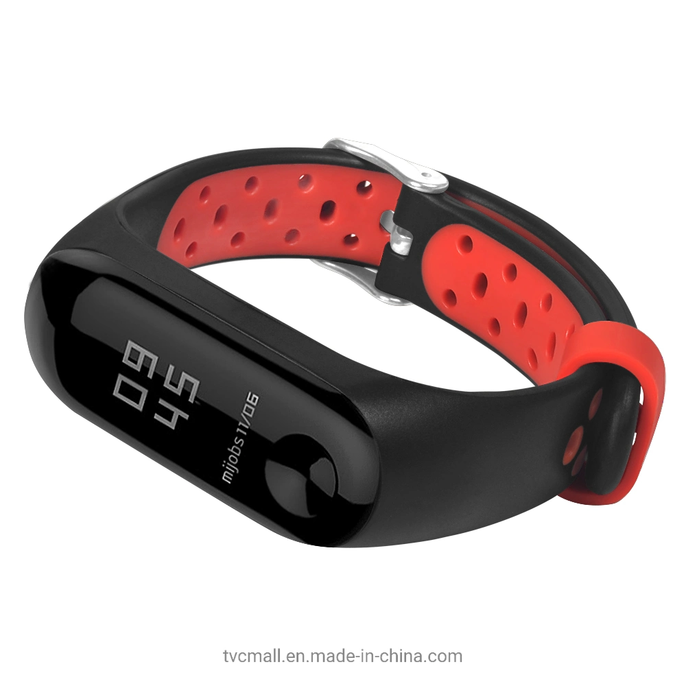 Dual Color Silicone Smart Bracelet Replacement Strap for Xiaomi Mi Smart Band 4 - Black / Red