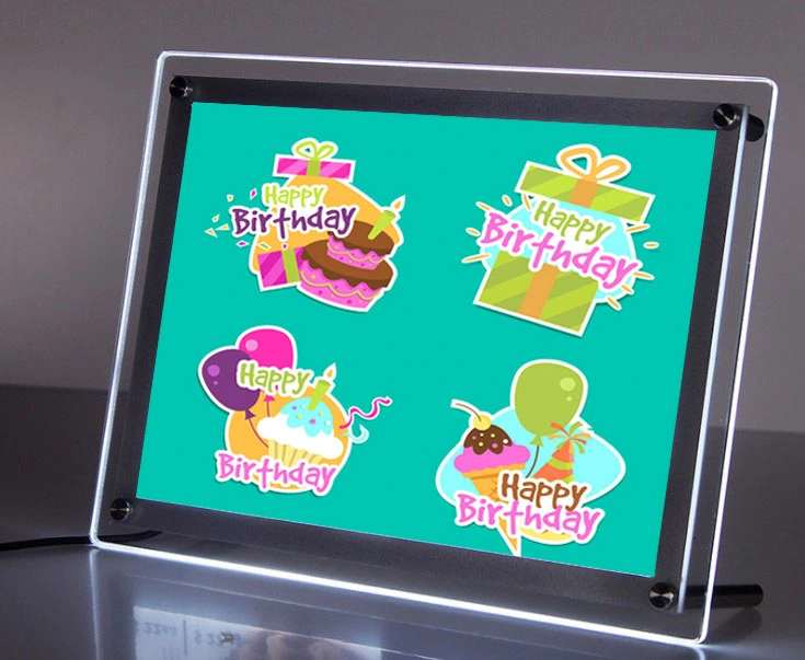 Battery Powered LED Crystal Light Box Sign Display Light Menu Board