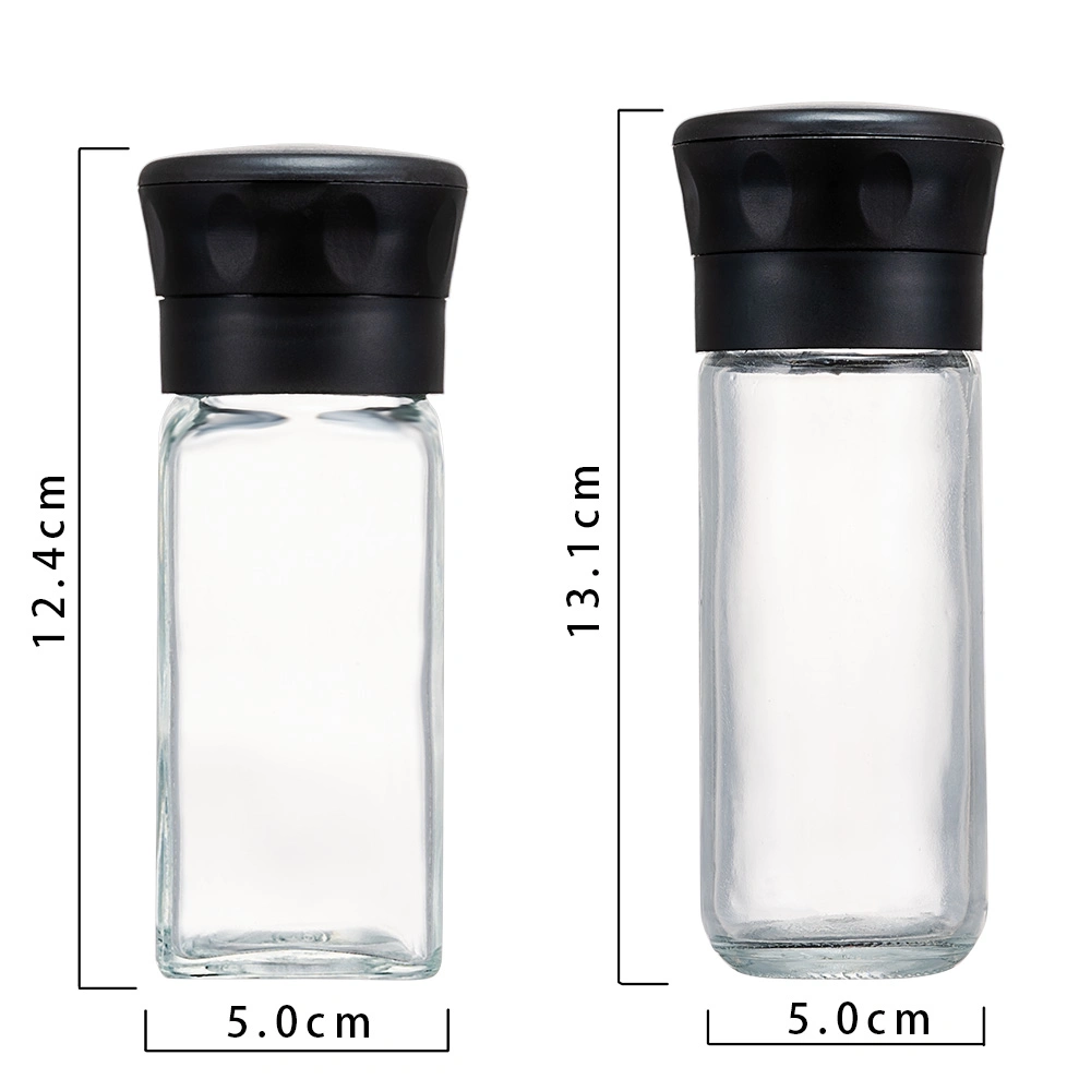 100ml Glass Spice Bottle with Plastic Grinder Lid for Kitchen Salt and Pepper Seasoning Shaker