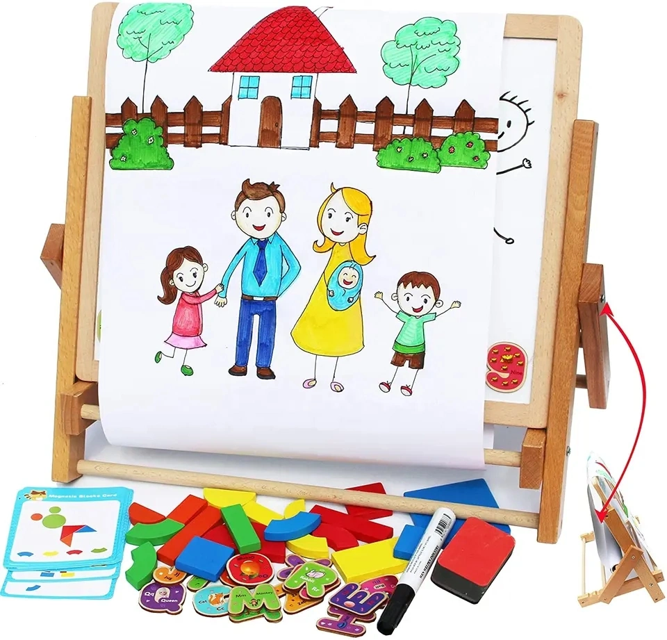 Wooden Children Black and White Writing Board