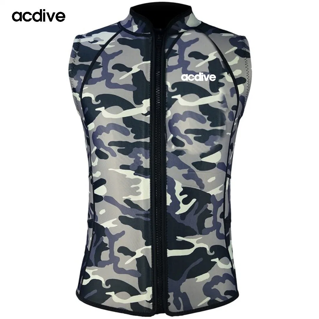 Nuevo Camo Impreso neopreno de alta calidad hombres mujeres Surf Scuba Camiseta sin mangas de buceo gra Jacket