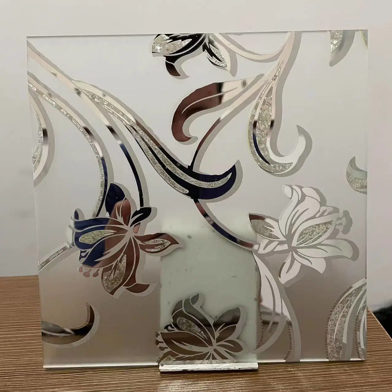 New Design Decorative Ice Flower Acid Etched Pattern Glass