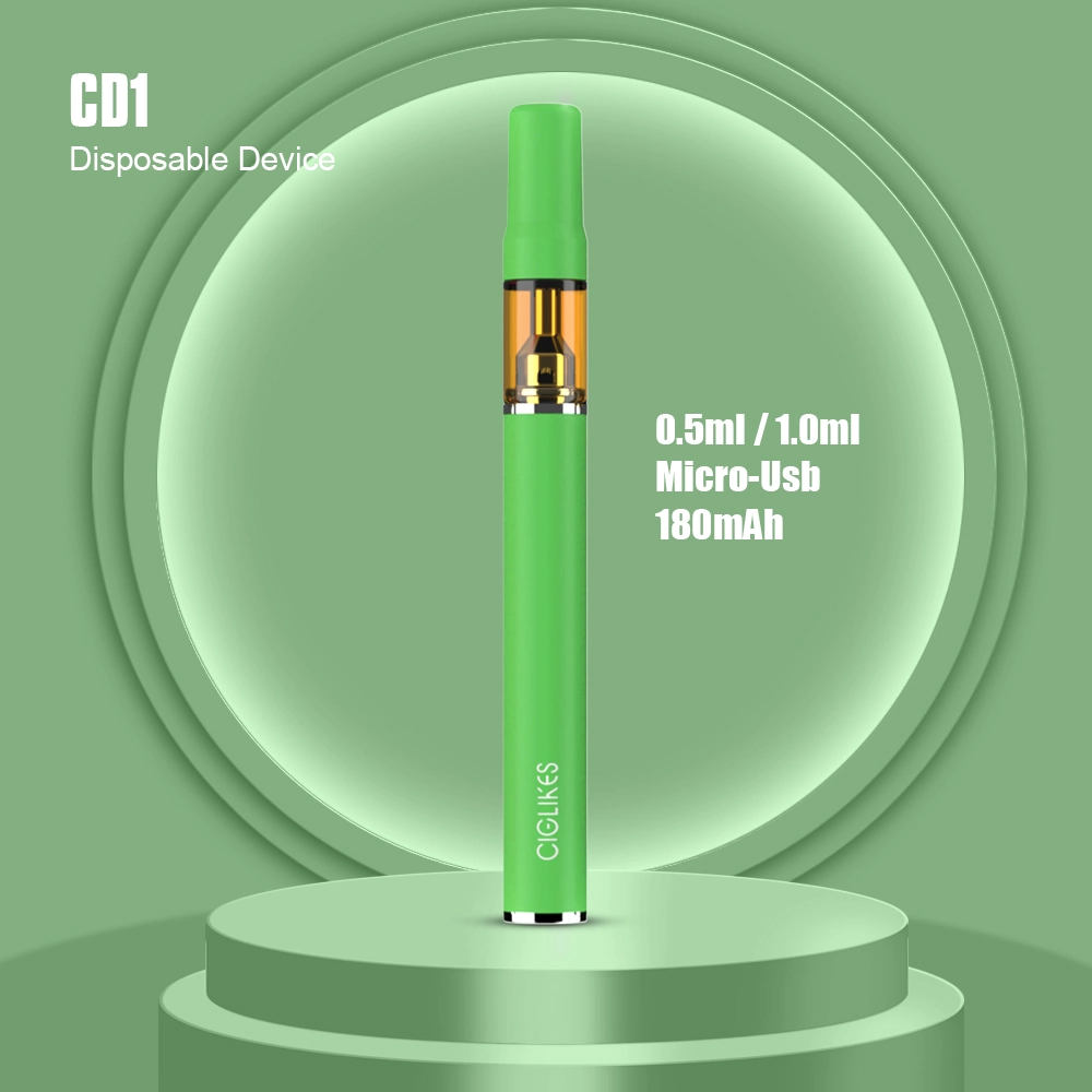 خرطوشة CD1 خزفية مملوكة1 سعة 1 مل ذات طلاء زجاجي قلم التبخير في سوق الجملة قابل للاستخدام مرة واحدة