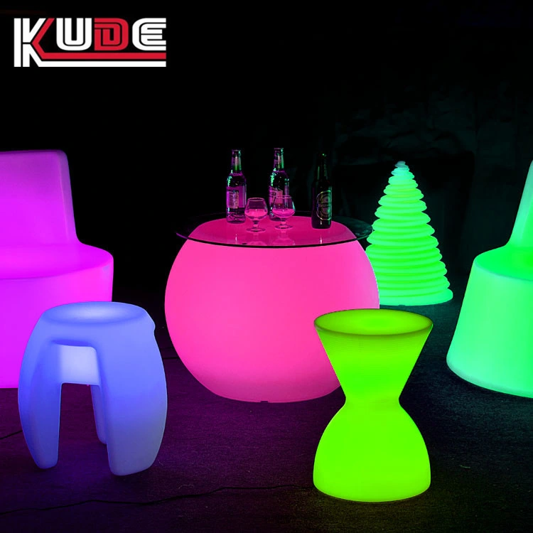 Outdoor Table PE Plastic LED Bar Set Outdoor Glowing Furniture