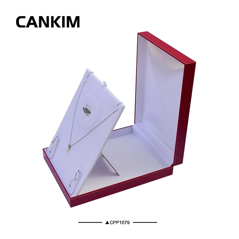 Cankim Hotstamp Goldend Line Classic Red Jewelry Box Jewelry Boxes Storage Jewelry Box Custom Logo