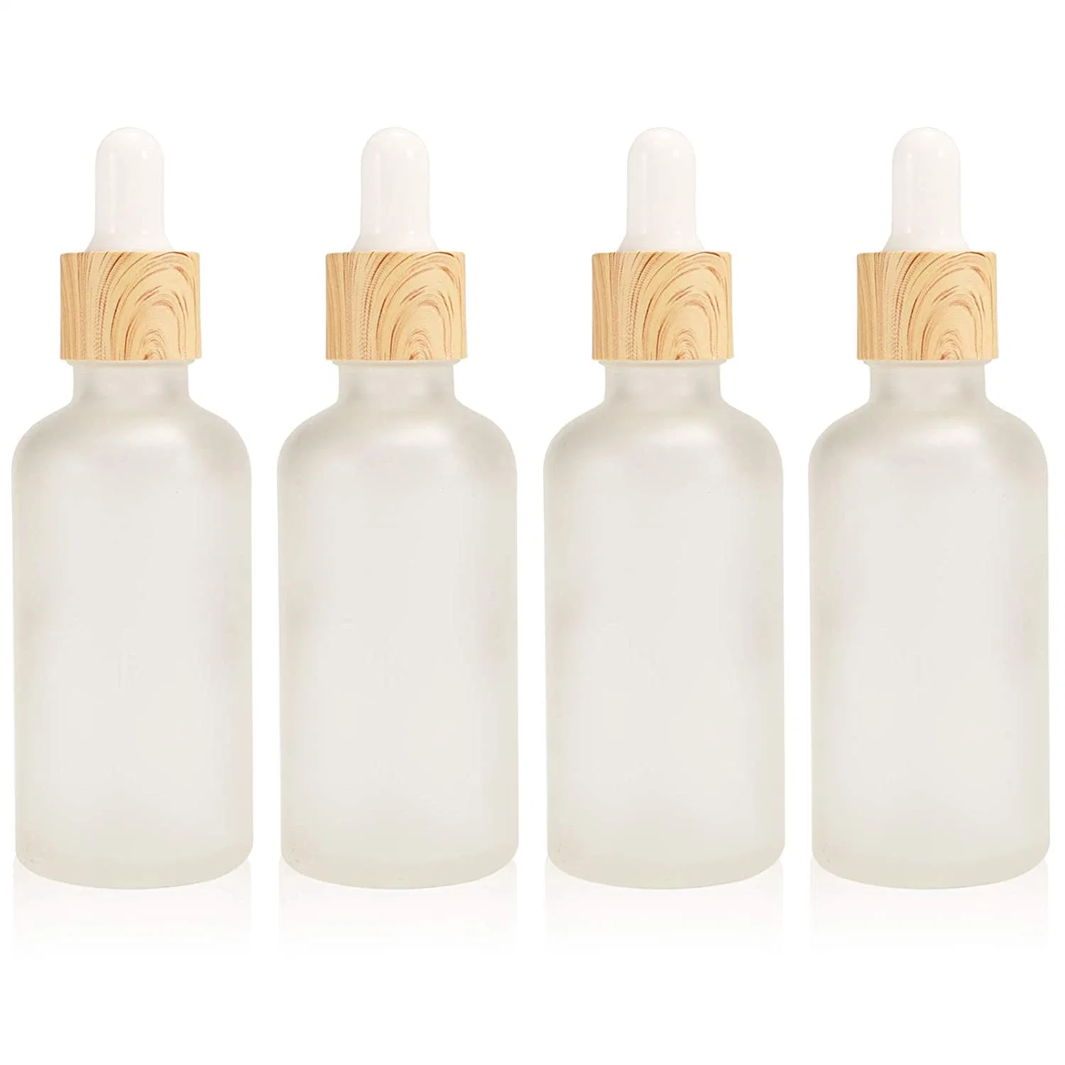 Ready to Ship Frosted Glass Dropper Bottle with Bamboo Collar for Essential Oil 30ml