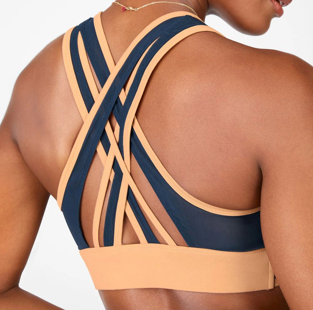 Custom Strappy Back Most Comfortable Low Impact Mesh Sexy Sports Bra