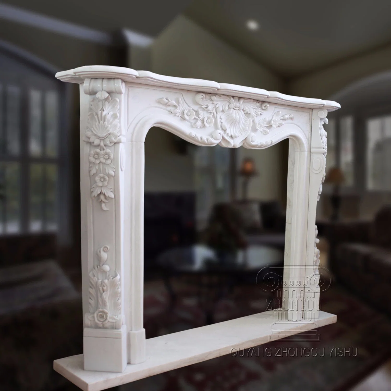 Elegant Stone Carving Marble Fireplace Surround for Home Decoration