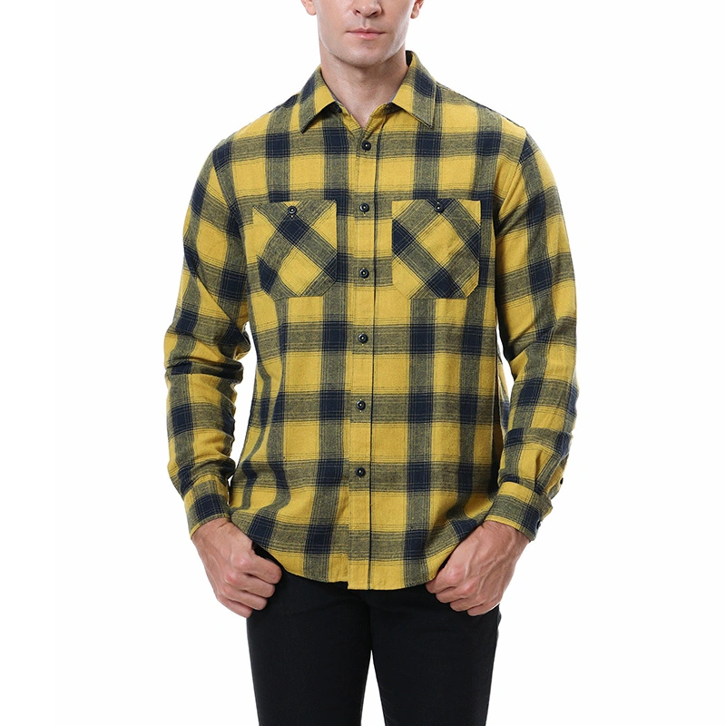 Ganzverkauf Custom Heavy Wool Plaid Langarm Flanell Shirts für Männer