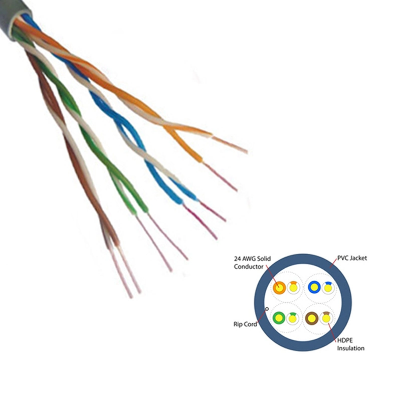 Communication Cable Cat5e CAT6 Solid Bare Copper FEP Insulation Network Cable LAN Cable