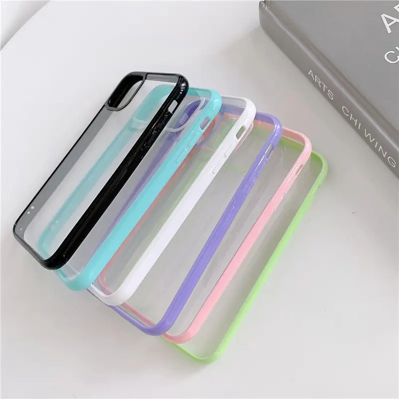 Shockproof Candy Color Bumper Acrylic Clear Phone Case
