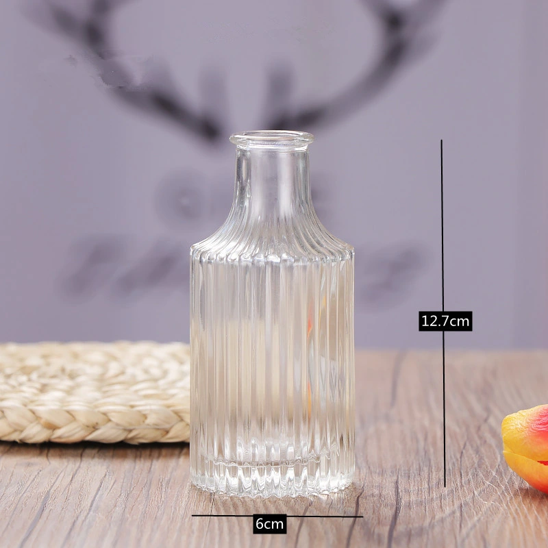 Hot Sale Modern Vase Bulk Mini Flower Vases Clear Decorative Embossed Style Glass Bottle Vases