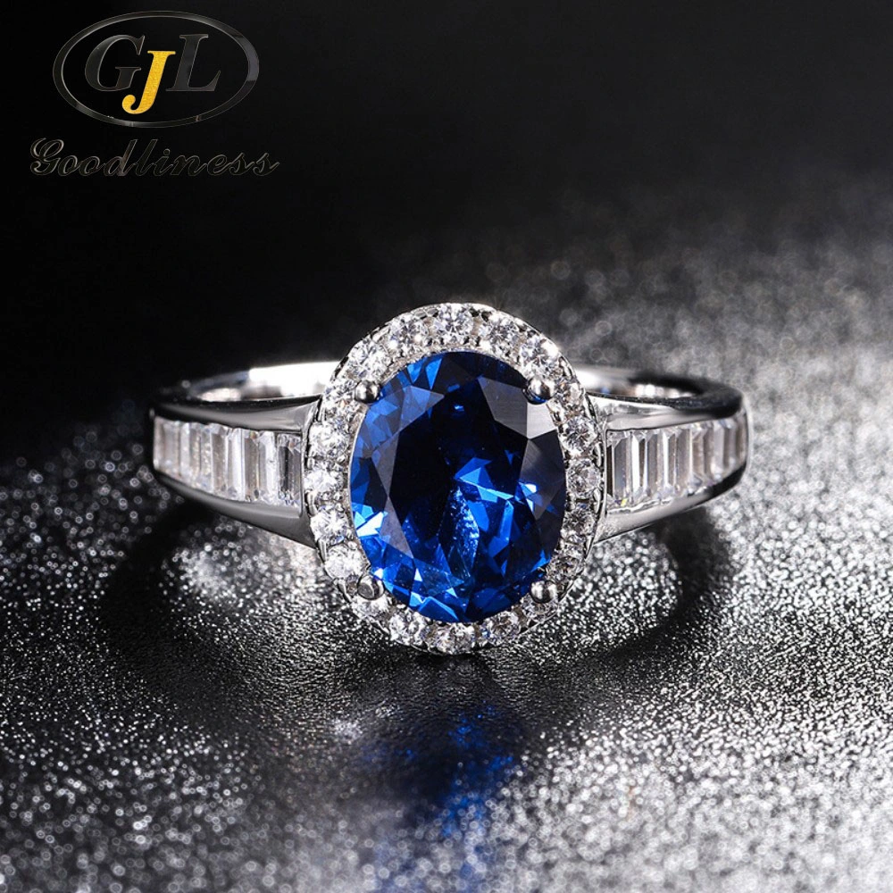 Fashion Sterling Silver Rings Imitation Gemstone Engagement Ring Jewelry