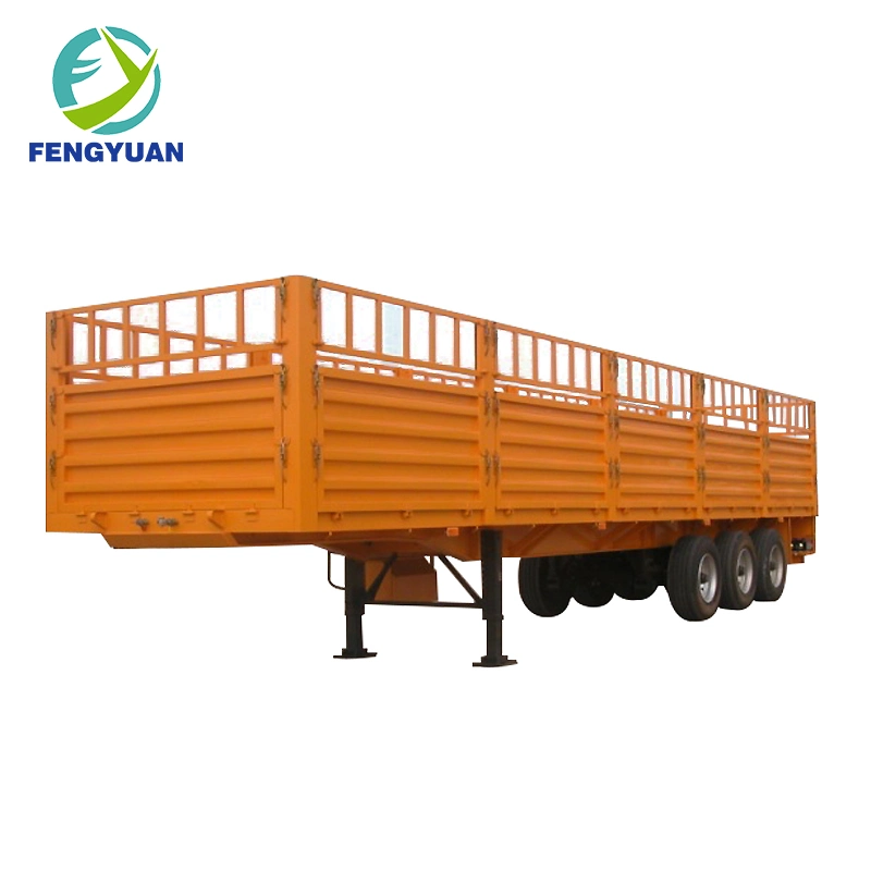 Factory 3 Axles Fence Trailer 40FT Cattle Livestock 50 Tons Enclosed Pickup Side Wall Fence Cargo Semi Trailer