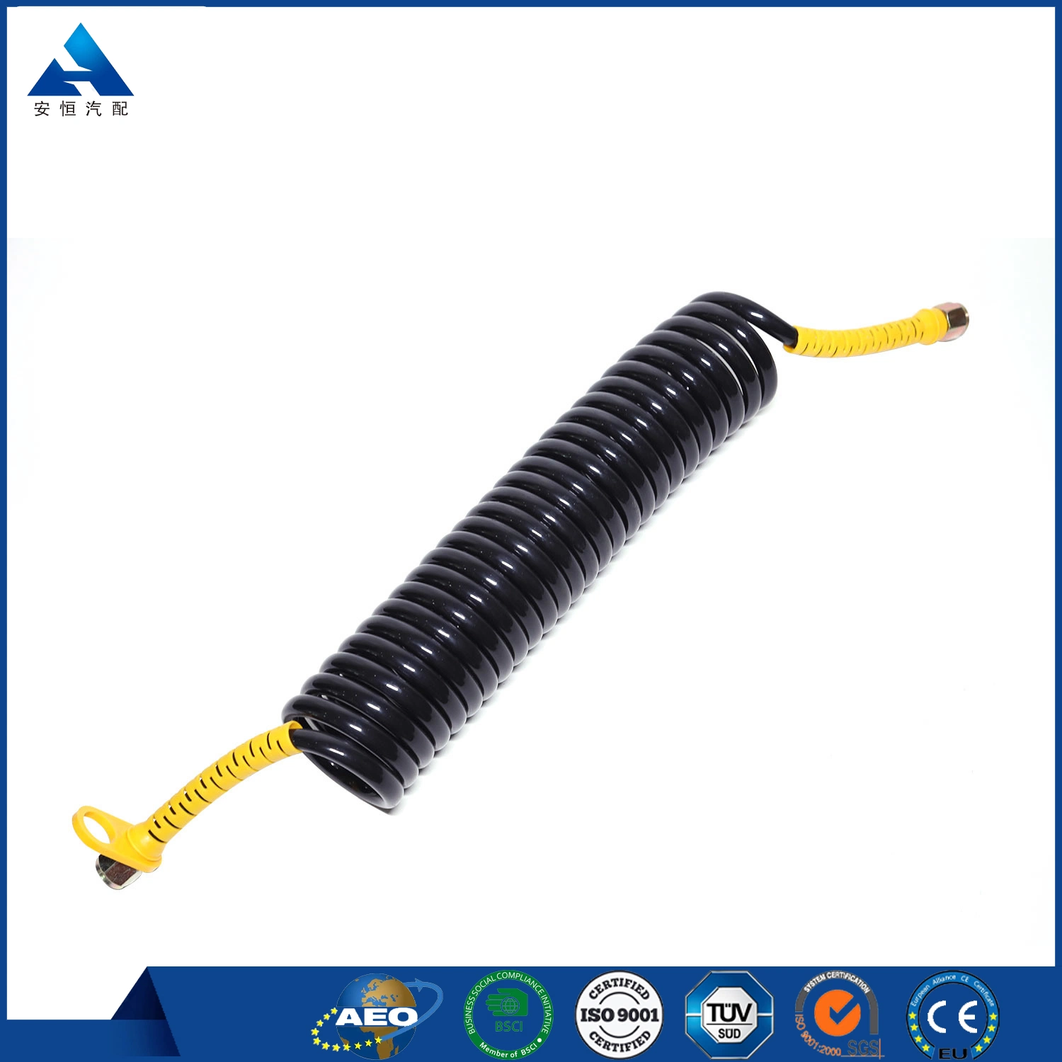 Polyurethane Recoil 6*4mm Air Compressor Hose with Industrial Quick Coupler and Plug