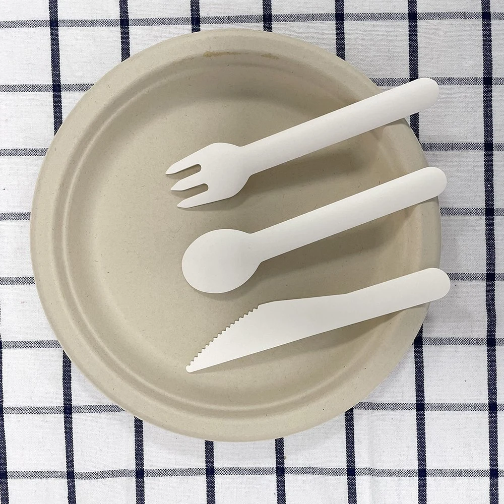 Disposable Recyclable Paper Knife Fork Spoon Food Contact Grade Compostable Tableware