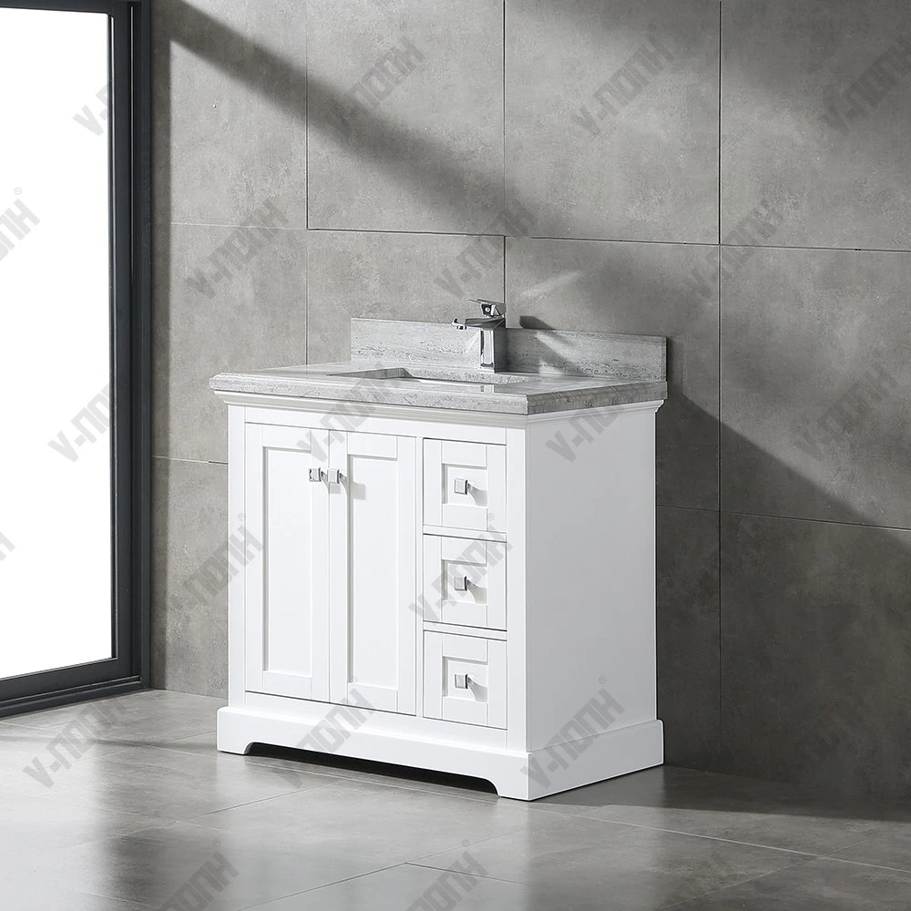 36inch White Cabinet with Marble Top Modern High End Bathroom Vanities