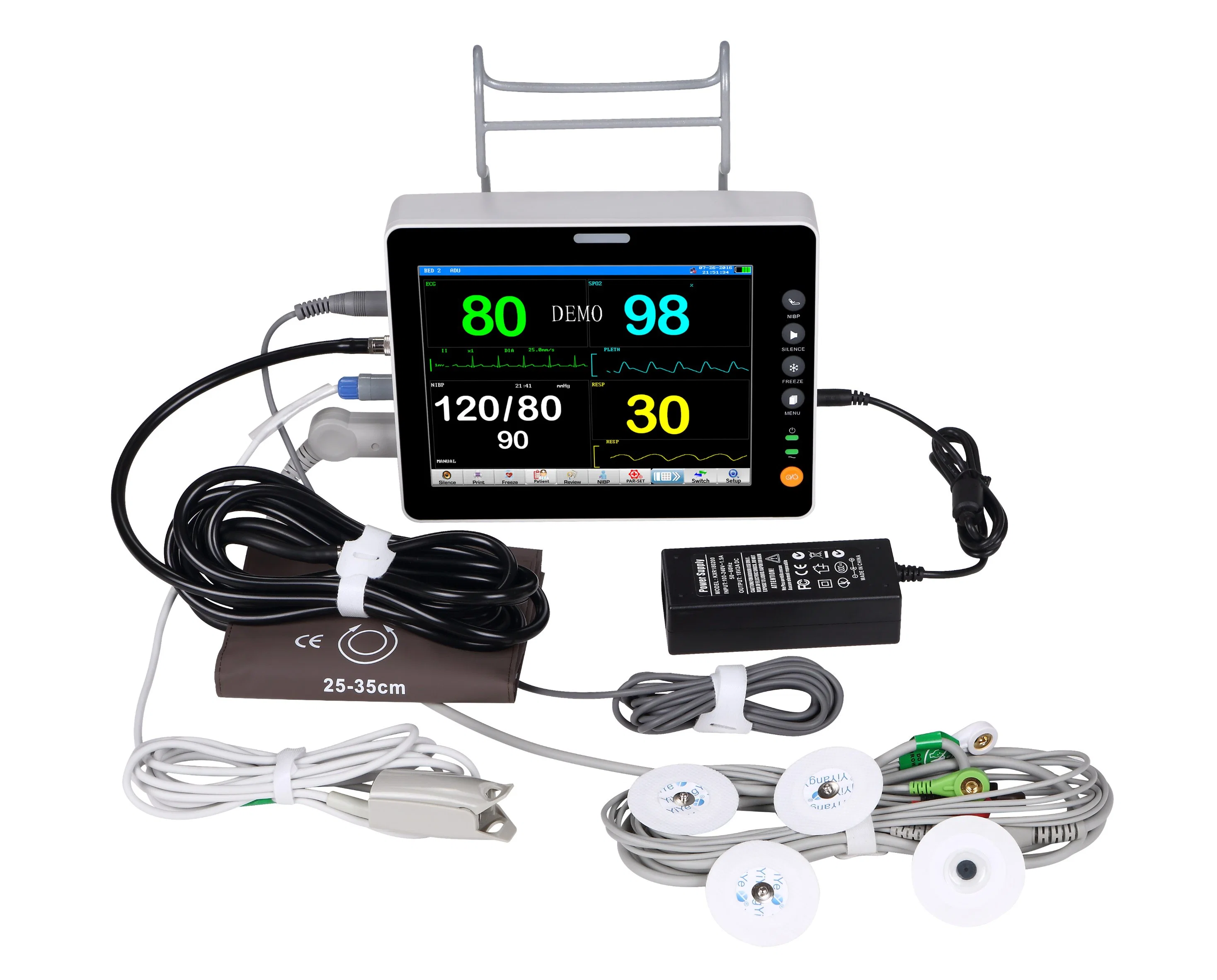 Rsd6000 Hospital Diagnostic Machine Patient Monitor ECG SpO2 NIBP Temp Pr Resp 6parameters