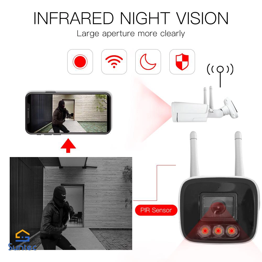 Smart Full HD 1080P Caméra de sécurité CCTV extérieur/intérieur de vision nocturne infrarouge