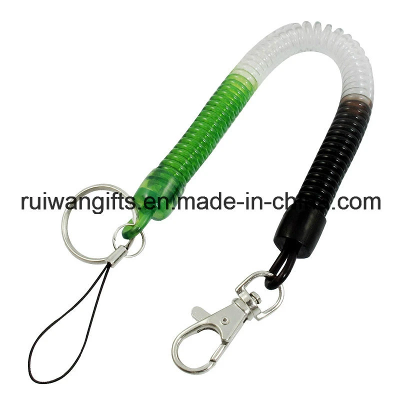 Custom Plastic Springs Mobile Strap with Coil Keychain