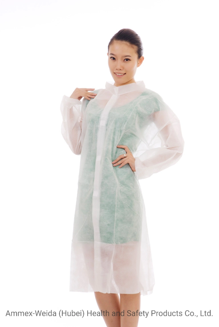 SMS/MP/Non-Woven/Tyvek Material Disposable Use Lab Coat with Velcros for Factory/Producing Process